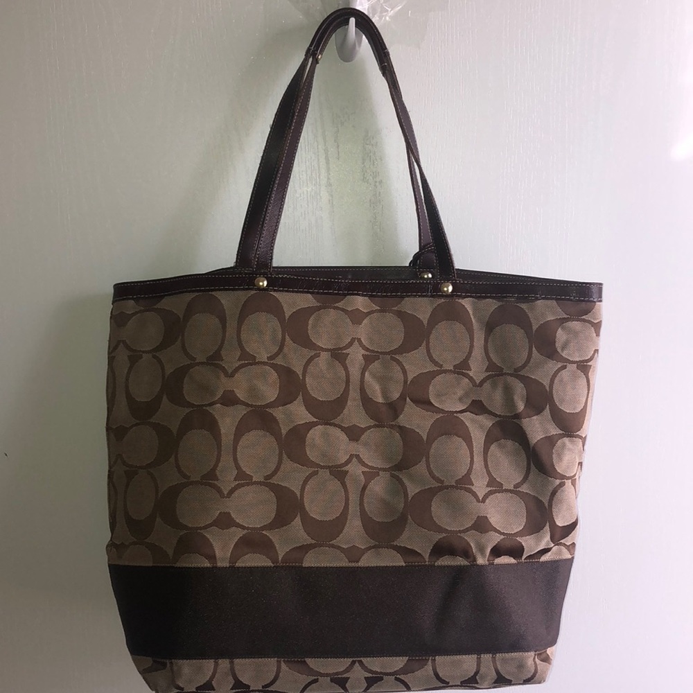 Coach large Signature Strip Tote